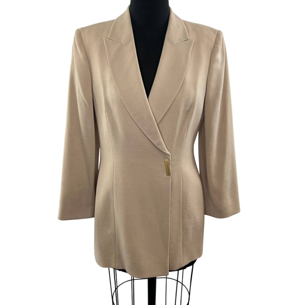 Vintage NWT Gianfranco Ferre Studio 100% Virgin Wool Beige Blazer Long Sleeve 6